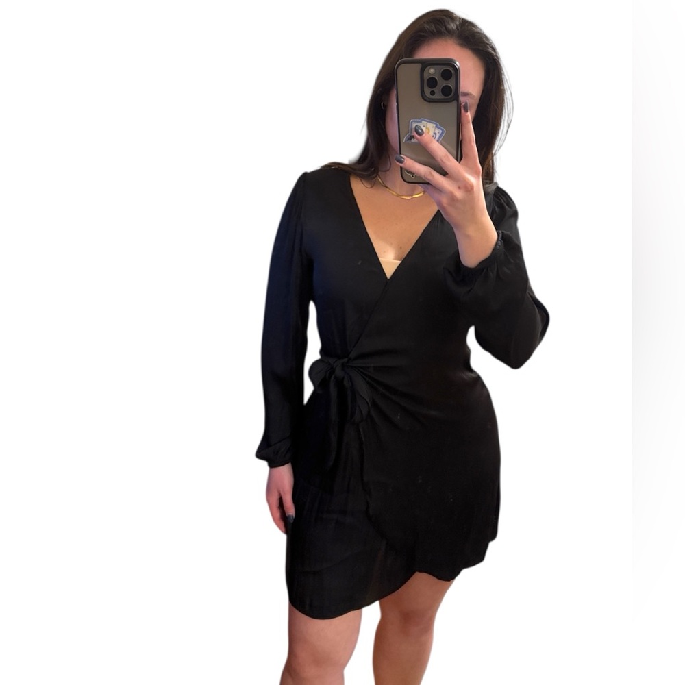 NWOT SOCIALITE Satin Long Sleeve Wrap Dress